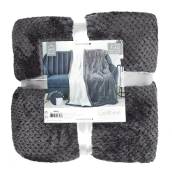 Home Deco Factory Plaids^Plaid nid d'abeille Sherpa XXL gris foncé - 180x220 cm
