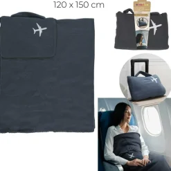 Jet Lag Plaids^Plaid polaire avion avec housse noir - 120x150cm