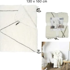Plaid sherpa motif tresse blanc - 130x160 cm-Home Deco Factory Outlet