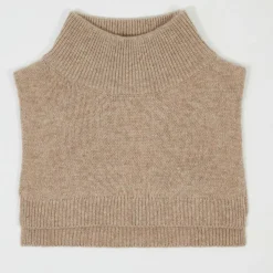 Plastron 100% Cachemire col montant en côtes Carla chestnut-Cashmere Tribu Hot