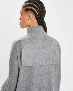 Femme Cashmere Tribu Echarpes, Foulards^Plastron 100% Cachemire col montant en côtes Carla gris