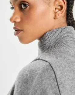 Femme Cashmere Tribu Echarpes, Foulards^Plastron 100% Cachemire col montant en côtes Carla gris