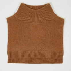 Plastron 100% Cachemire col montant en côtes Carla mocha-Cashmere Tribu Hot