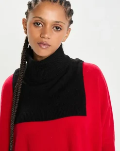 Femme Cashmere Tribu Echarpes, Foulards^Plastron 100% Cachemire col montant en côtes Carla noir