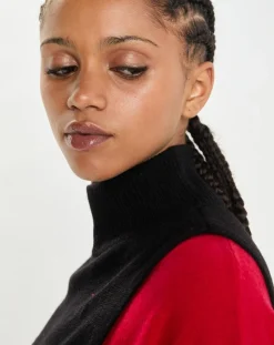Femme Cashmere Tribu Echarpes, Foulards^Plastron 100% Cachemire col montant en côtes Carla noir