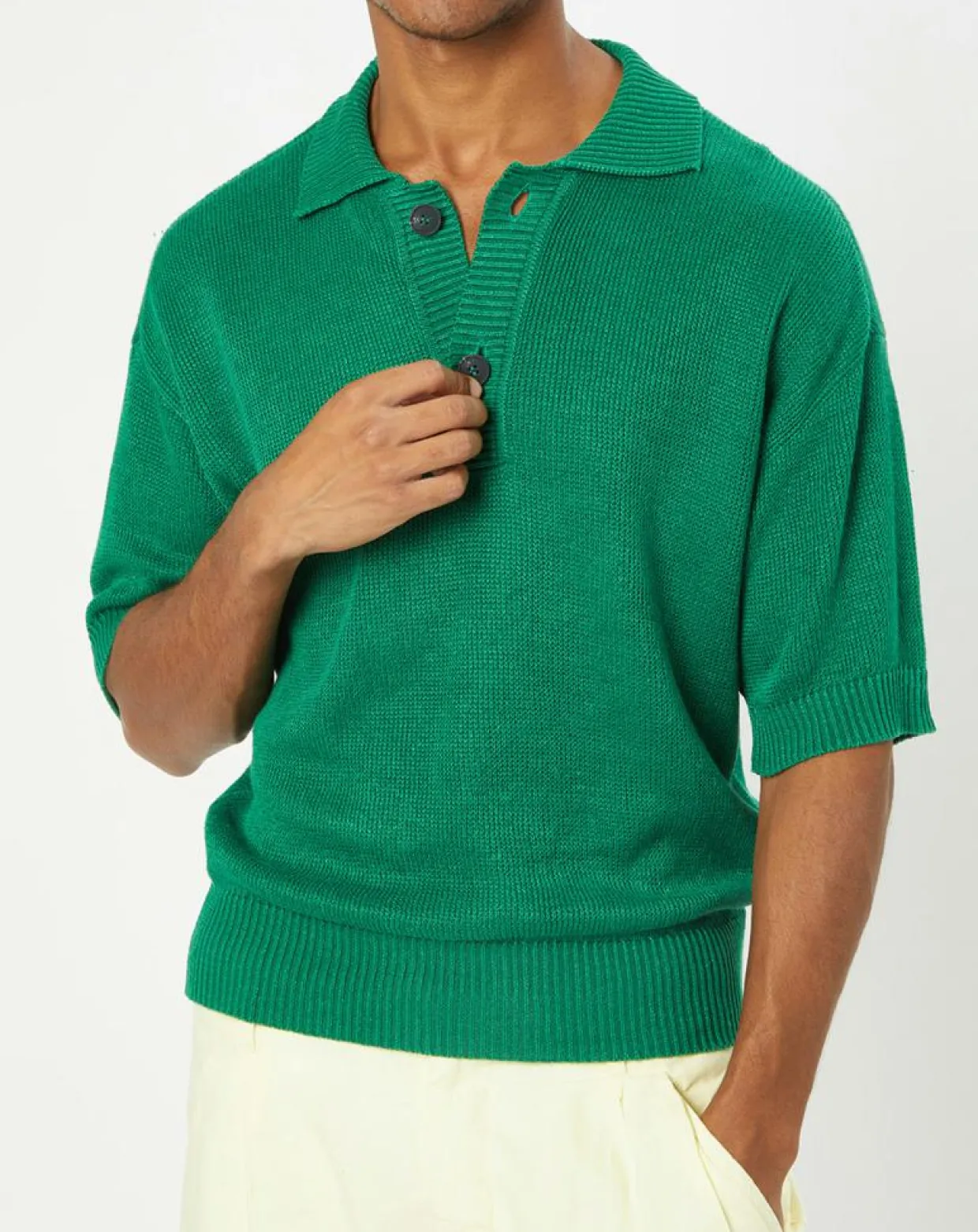 Homme Marc O'Polo Polos^Polo 100% Lin manches courtes Maille vert emeraude