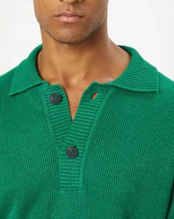 Homme Marc O'Polo Polos^Polo 100% Lin manches courtes Maille vert emeraude