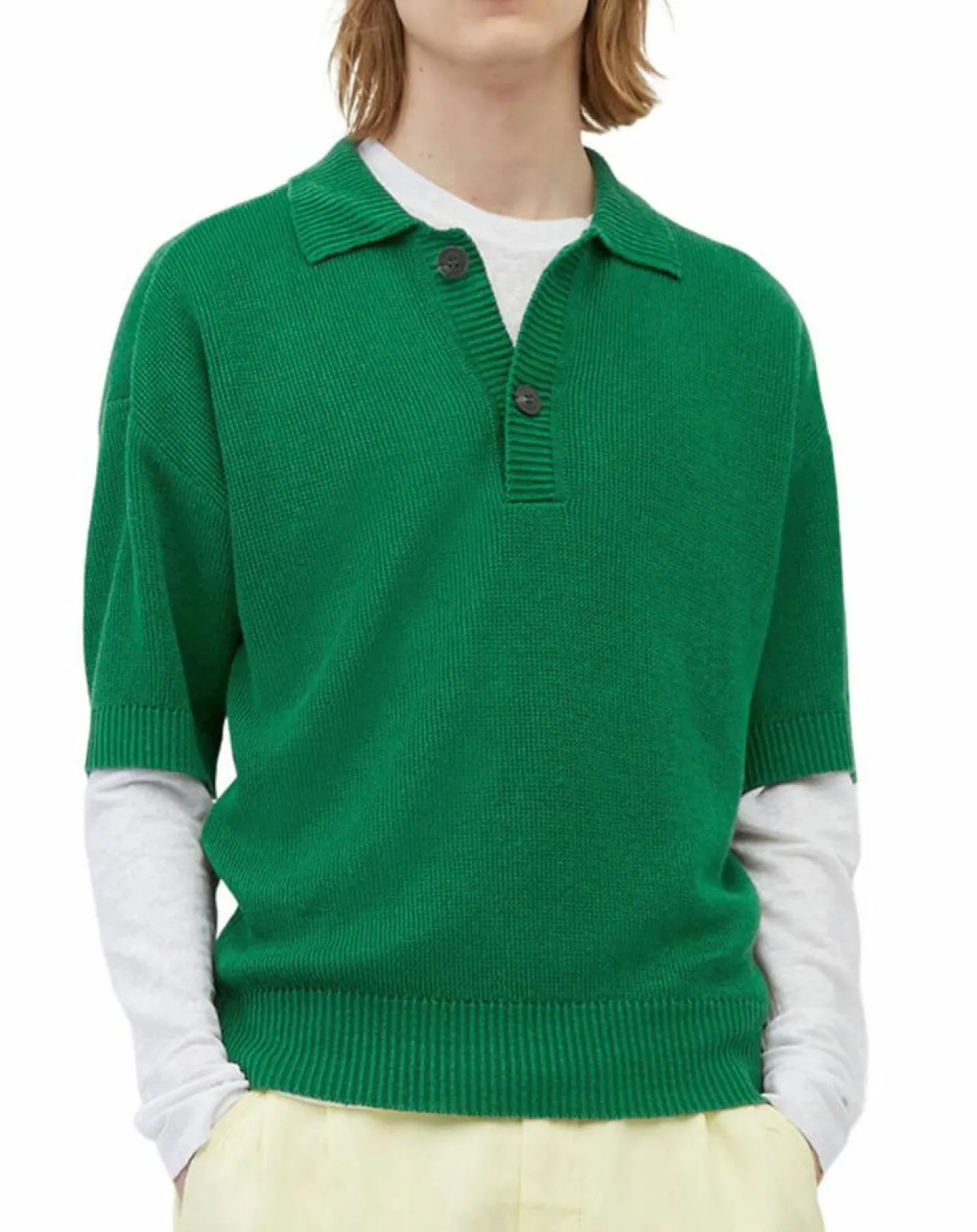 Homme Marc O'Polo Polos^Polo 100% Lin manches courtes Maille vert emeraude