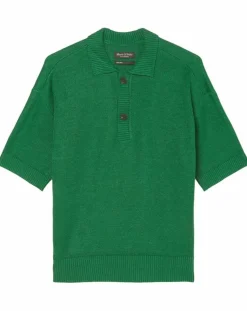Homme Marc O'Polo Polos^Polo 100% Lin manches courtes Maille vert emeraude
