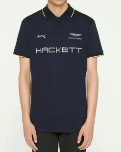 Homme Hackett London Polos^Polo Classic Fit Aston Martin Racing mix bleu/gris