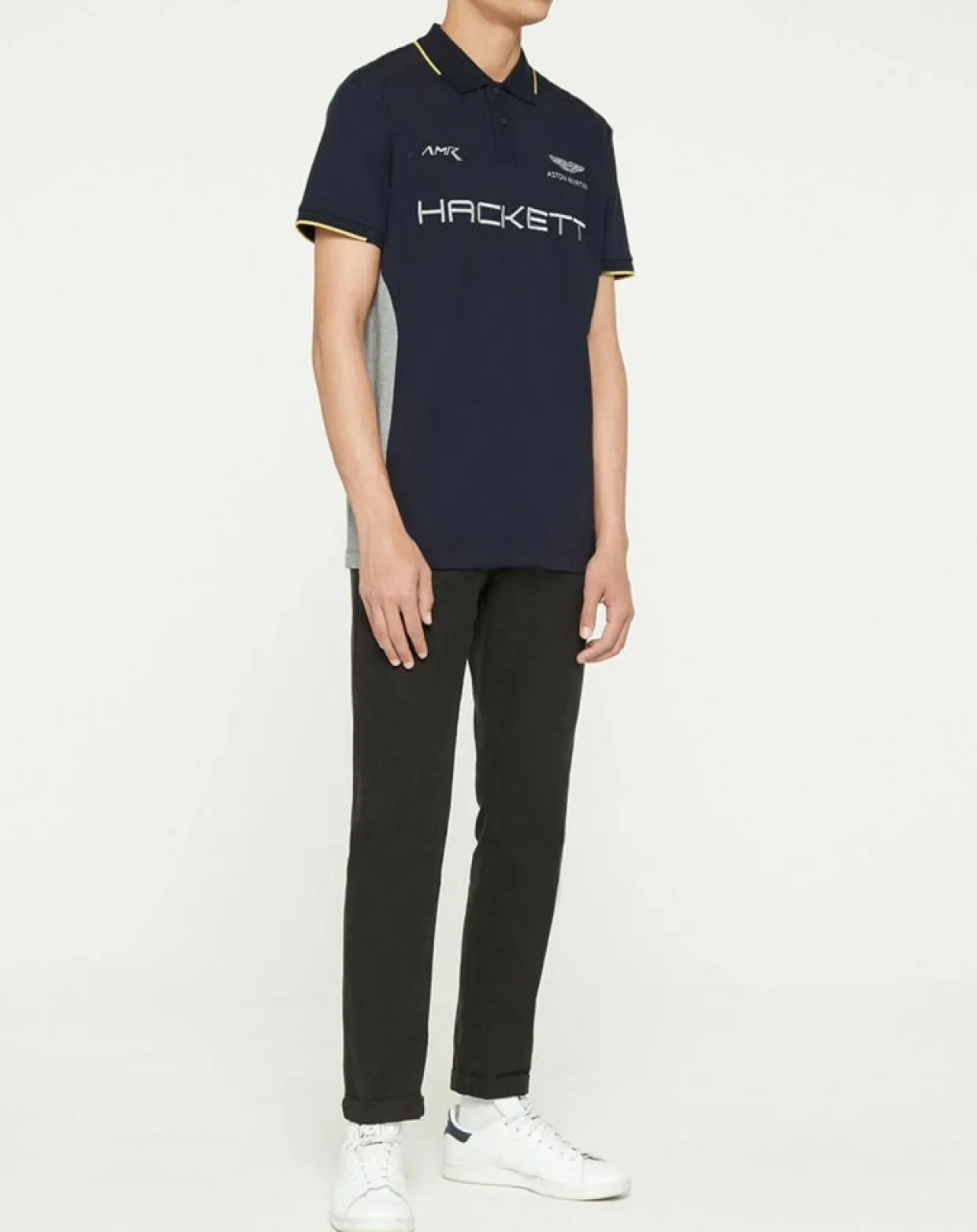 Homme Hackett London Polos^Polo Classic Fit Aston Martin Racing mix bleu/gris