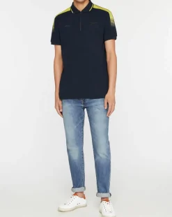 Polo Classic Fit Aston Martin Racing col zippé bleu marine-Hackett London Discount