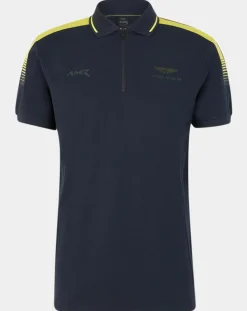Polo Classic Fit Aston Martin Racing col zippé bleu marine-Hackett London Discount
