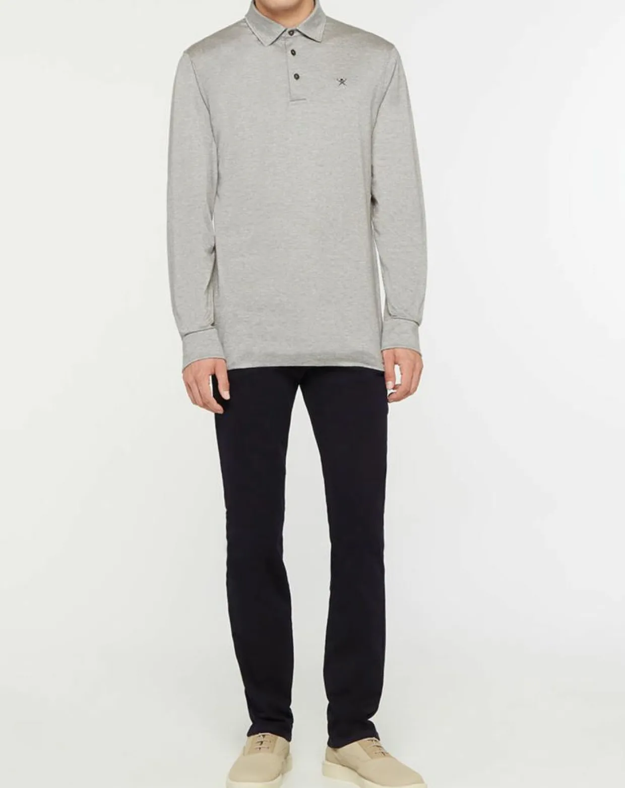 Polo Classic Fit Mercerise gris-Hackett London Outlet