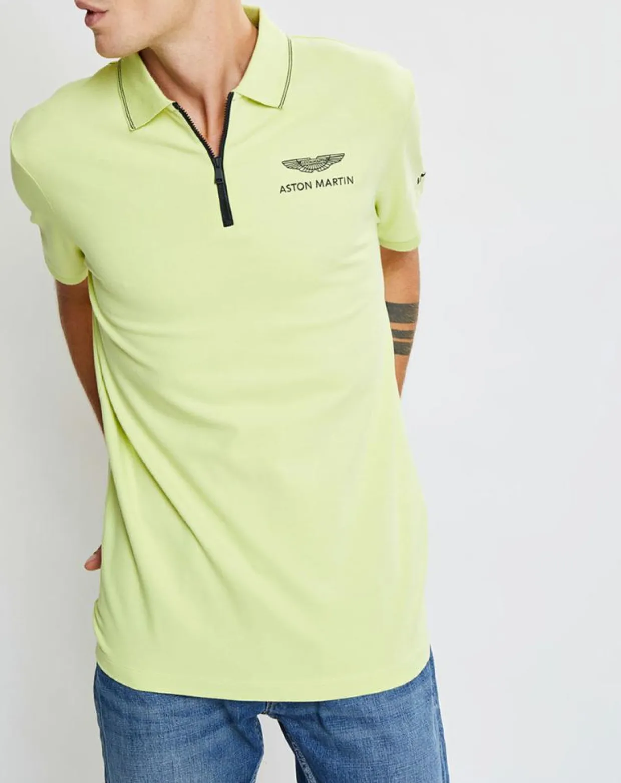 Homme Hackett London Polos^Polo col zippé Aston Martin Racing jaune