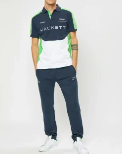 Homme Hackett London Polos^Polo Droit Multi Patch Aston Martin Racing bleu/blanc/vert fluo