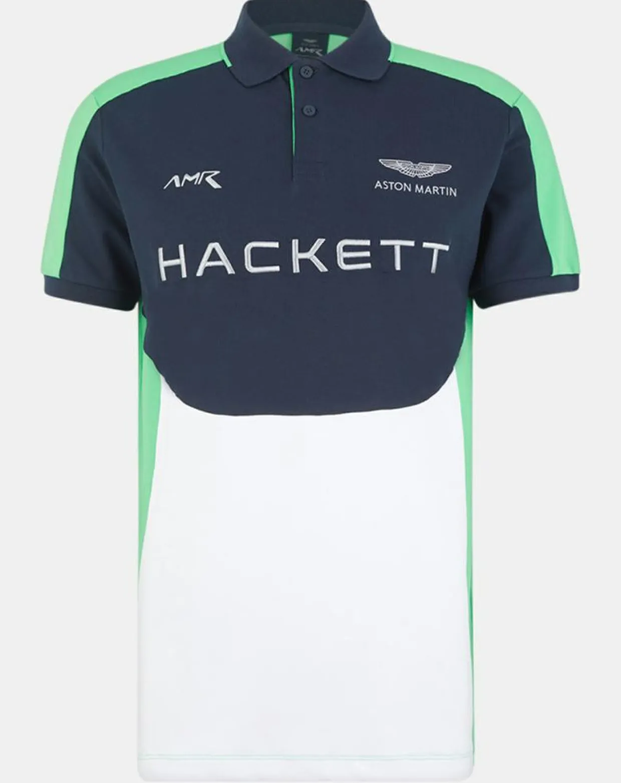 Homme Hackett London Polos^Polo Droit Multi Patch Aston Martin Racing bleu/blanc/vert fluo