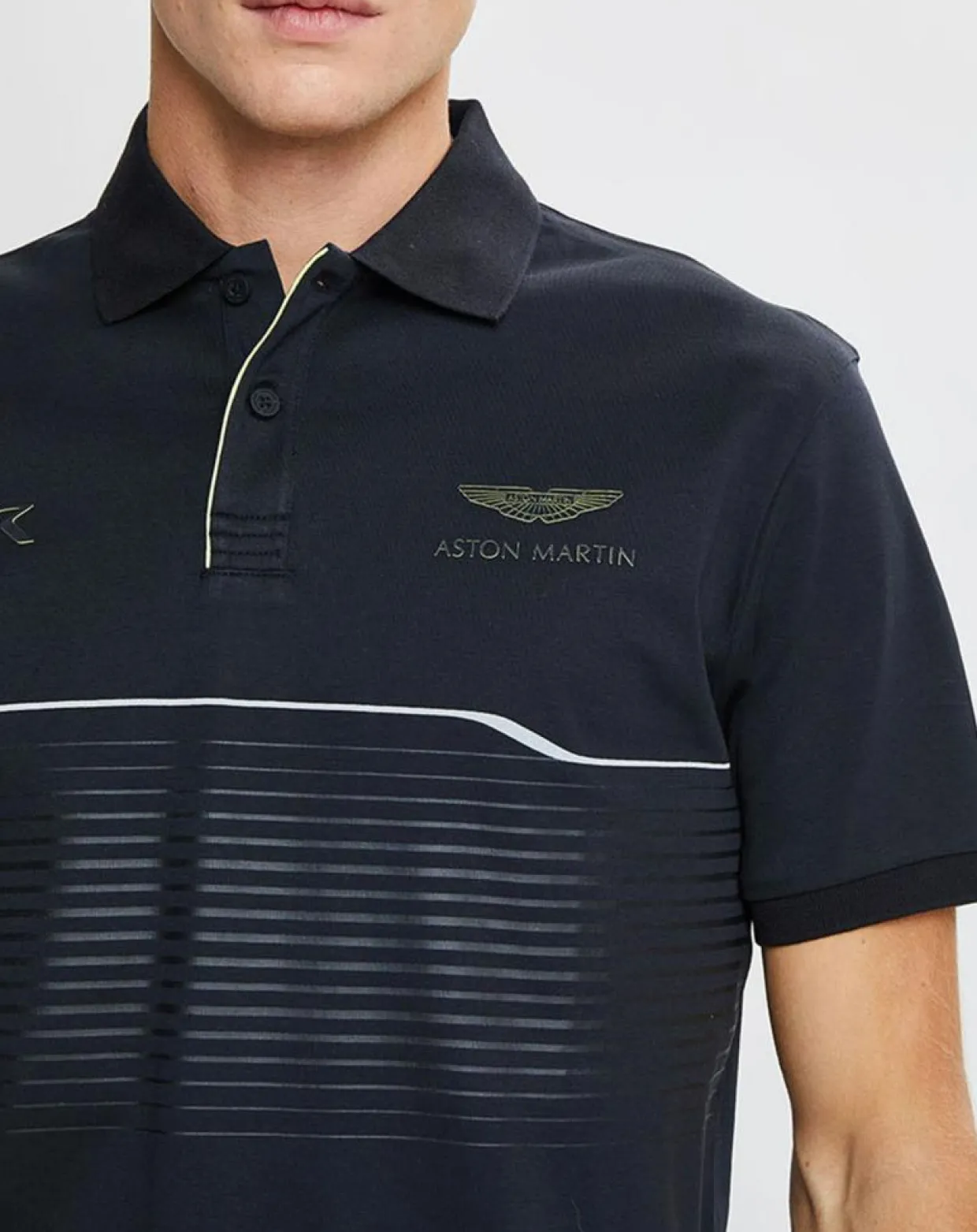 Homme Hackett London Polos^Polo en jersey Regular Fit rayé Aston Martin Racing noir