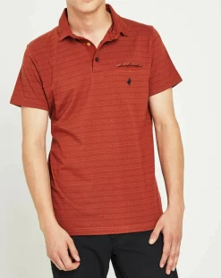Homme MCS Polos^Polo en maille piquée jacquard rouille