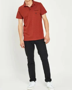 Homme MCS Polos^Polo en maille piquée jacquard rouille