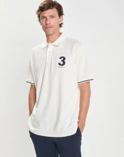 Homme Hackett London Polos^Polo manches courtes Héritage Numéro écru