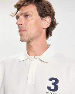 Homme Hackett London Polos^Polo manches courtes Héritage Numéro écru