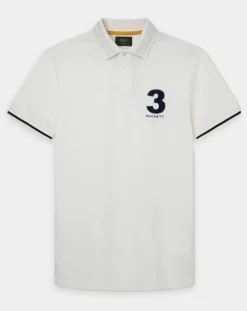 Homme Hackett London Polos^Polo manches courtes Héritage Numéro écru
