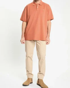 Polo manches courtes uni piqué orange moyen-Hackett London