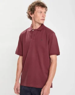 Homme Hackett London Polos^Polo manches courtes uni piqué rouge grenade