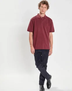 Homme Hackett London Polos^Polo manches courtes uni piqué rouge grenade