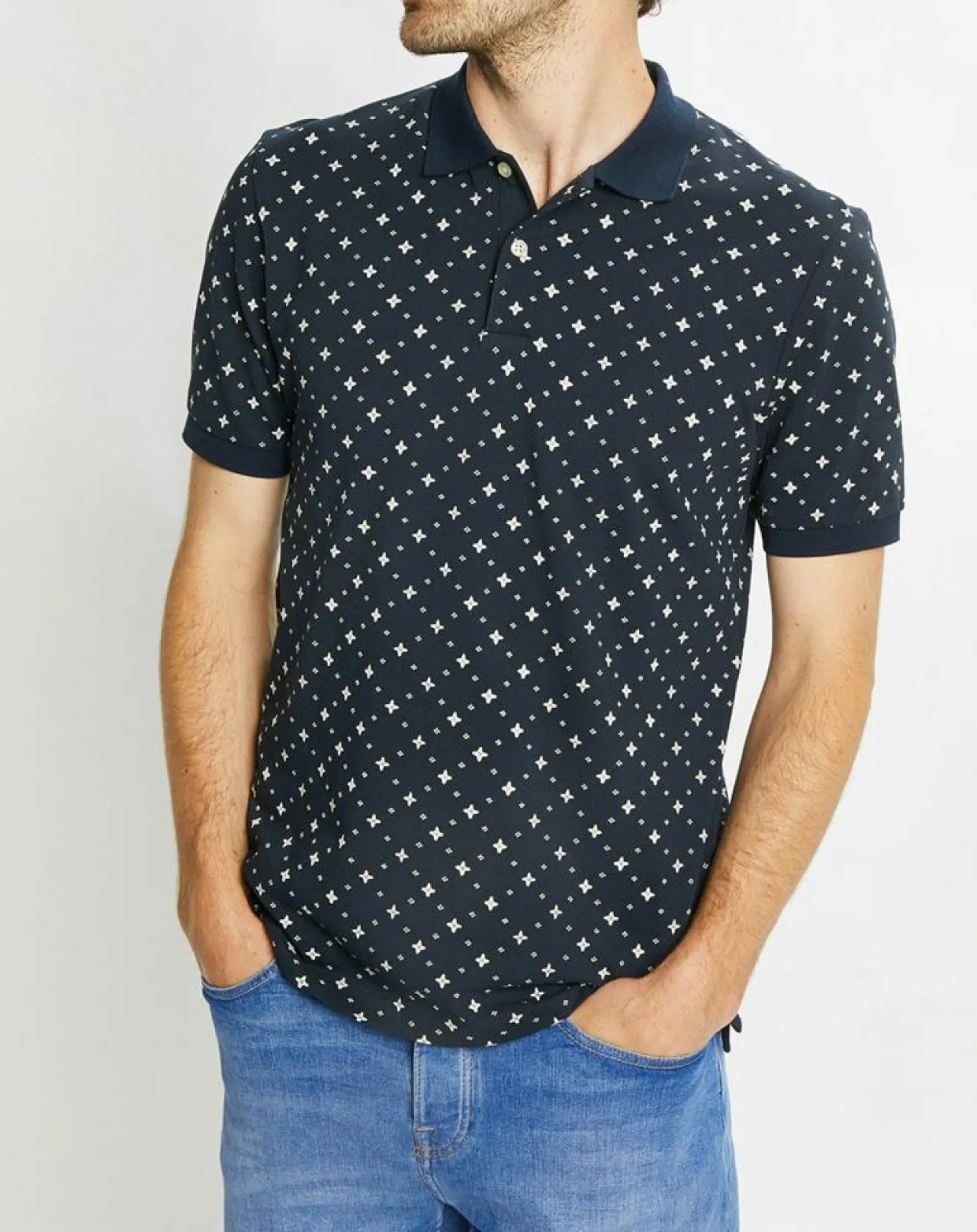 Polo Regular Fit 100% Coton Bio imprimé bleu marine-Scotch & Soda Best