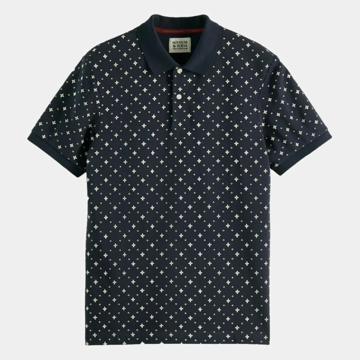 Polo Regular Fit 100% Coton Bio imprimé bleu marine-Scotch & Soda Best
