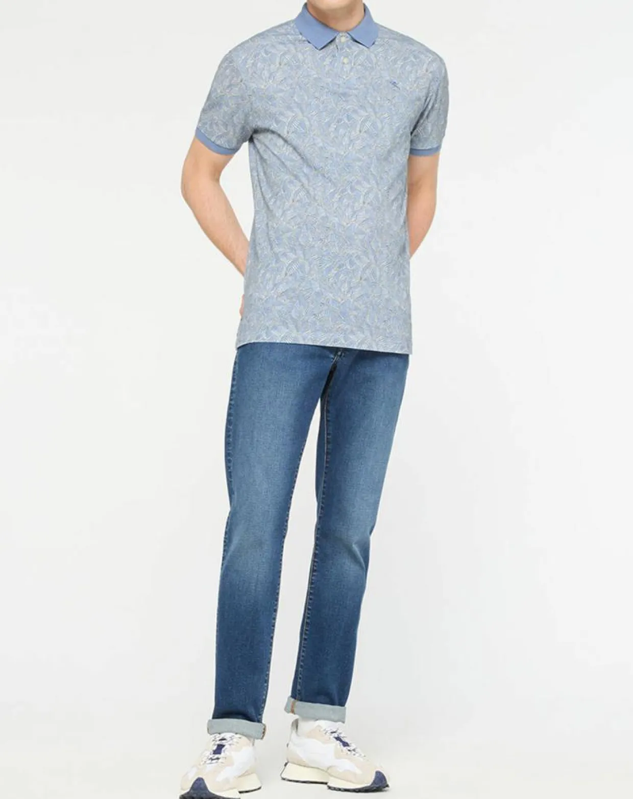 Polo Regular Fit à imprimé feuilletage bleu clair-Hackett London Sale