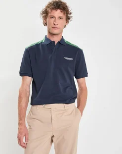Homme Hackett London Polos^Polo Regular Fit Aston Martin Racing Colorblok bleu foncé/vert