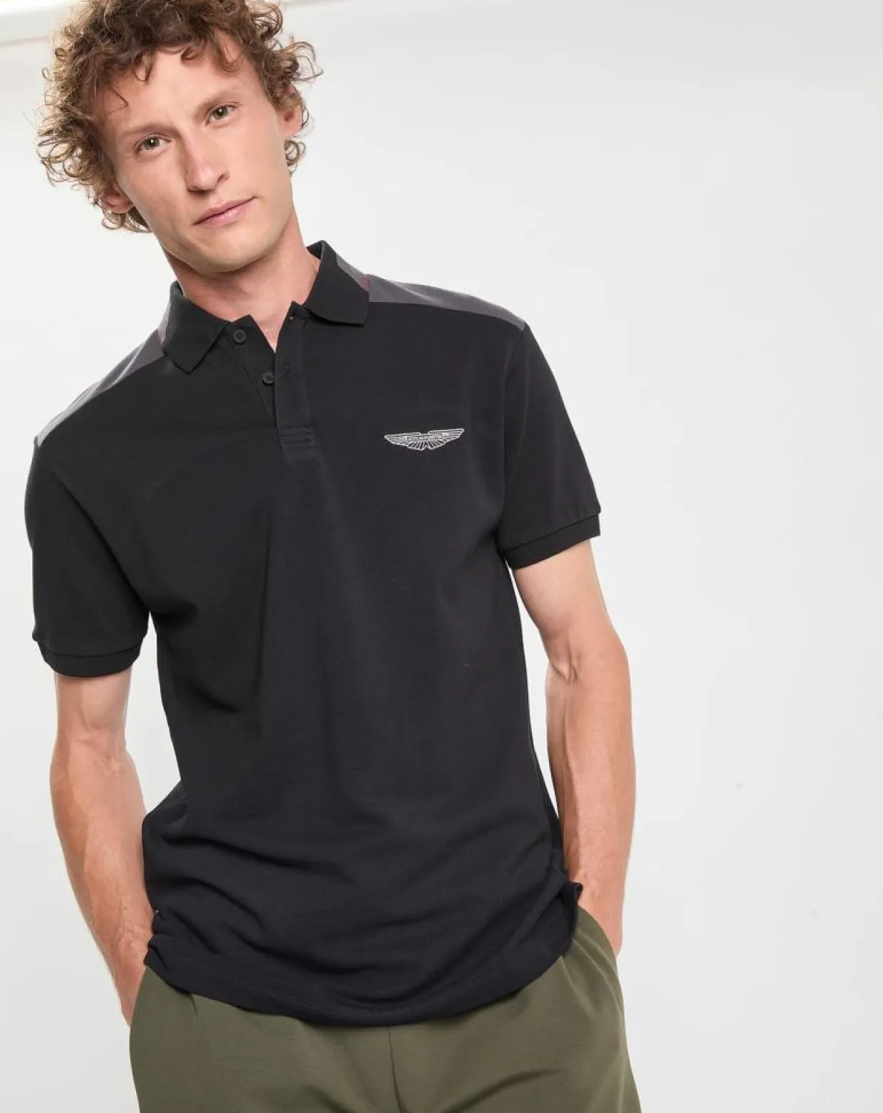 Polo Regular Fit Aston Martin Racing Colorblok noir/gris-Hackett London Sale