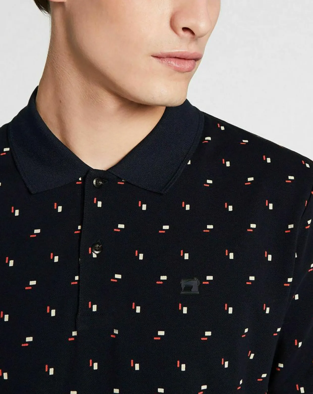 Polo Regular Fit imprimé Square bleu marine-Scotch & Soda Clearance