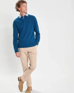 Homme Hackett London Polos^Polo Regular Fit manches longues bleu
