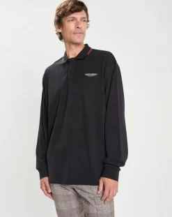 Polo Regular Fit manches longues Aston Martin Racing noir-Hackett London Outlet