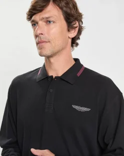 Polo Regular Fit manches longues Aston Martin Racing noir-Hackett London Outlet