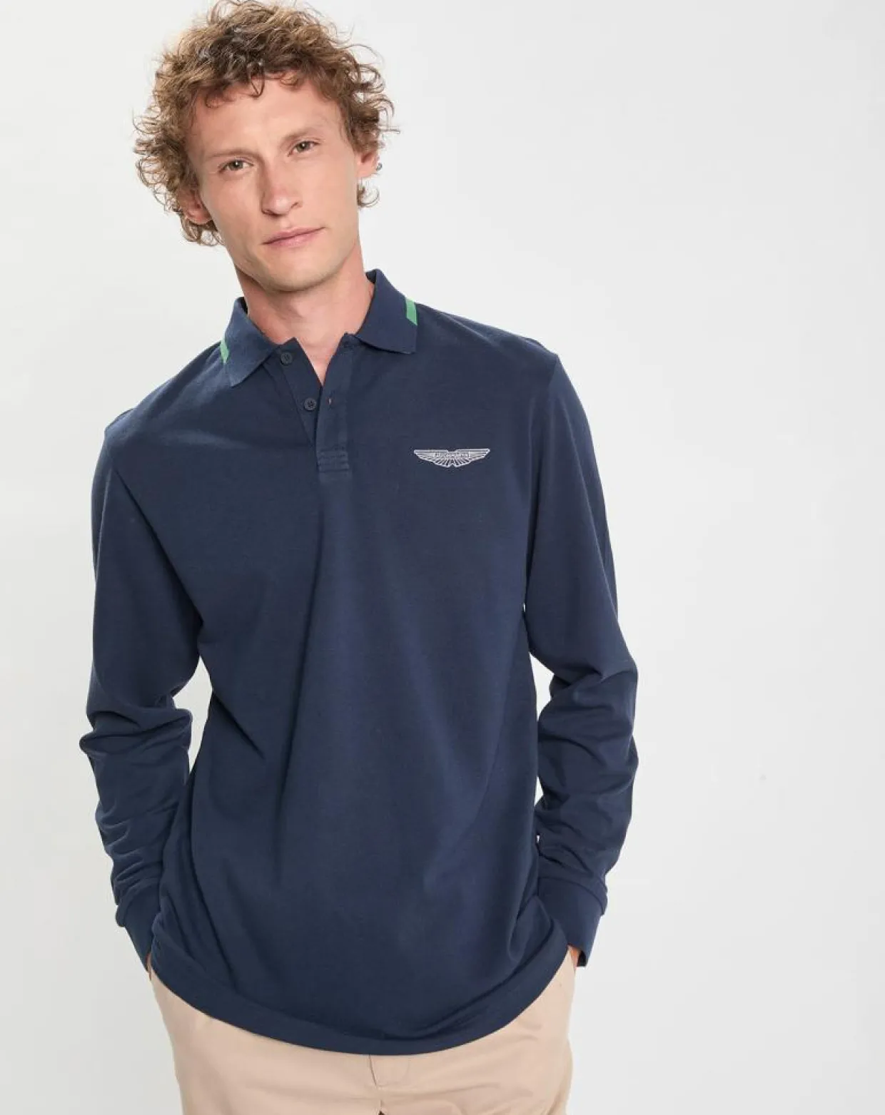 Polo Regular Fit manches longues Aston Martin Racing bleu foncé-Hackett London Discount
