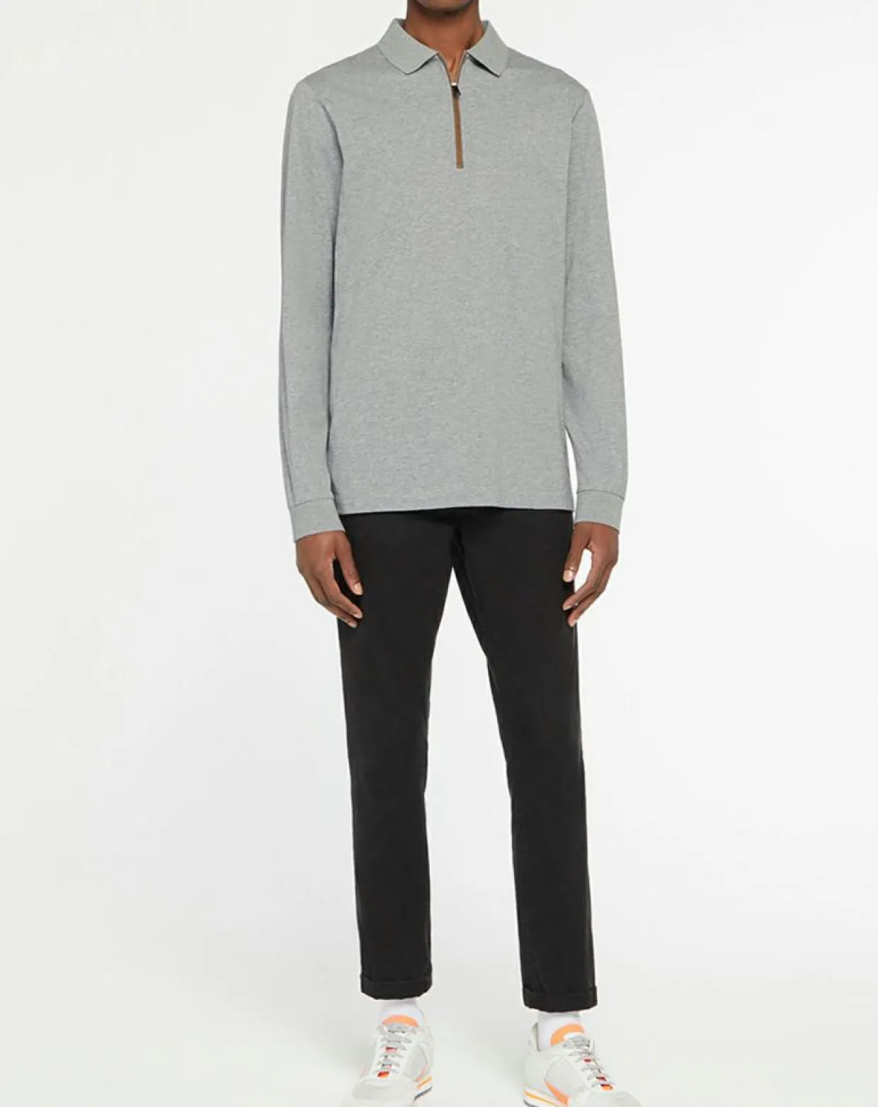 Polo Regular Fit zippé gris moyen-Hackett London Best