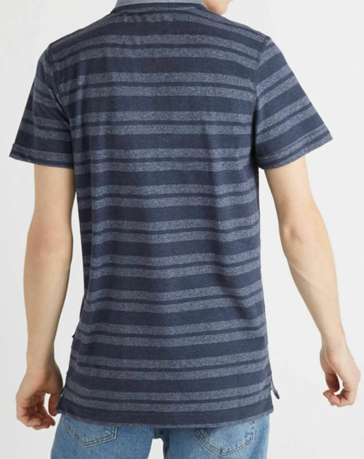 Homme Quiksilver Polos^Polo Remember When rayures bleu foncé/bleu gris