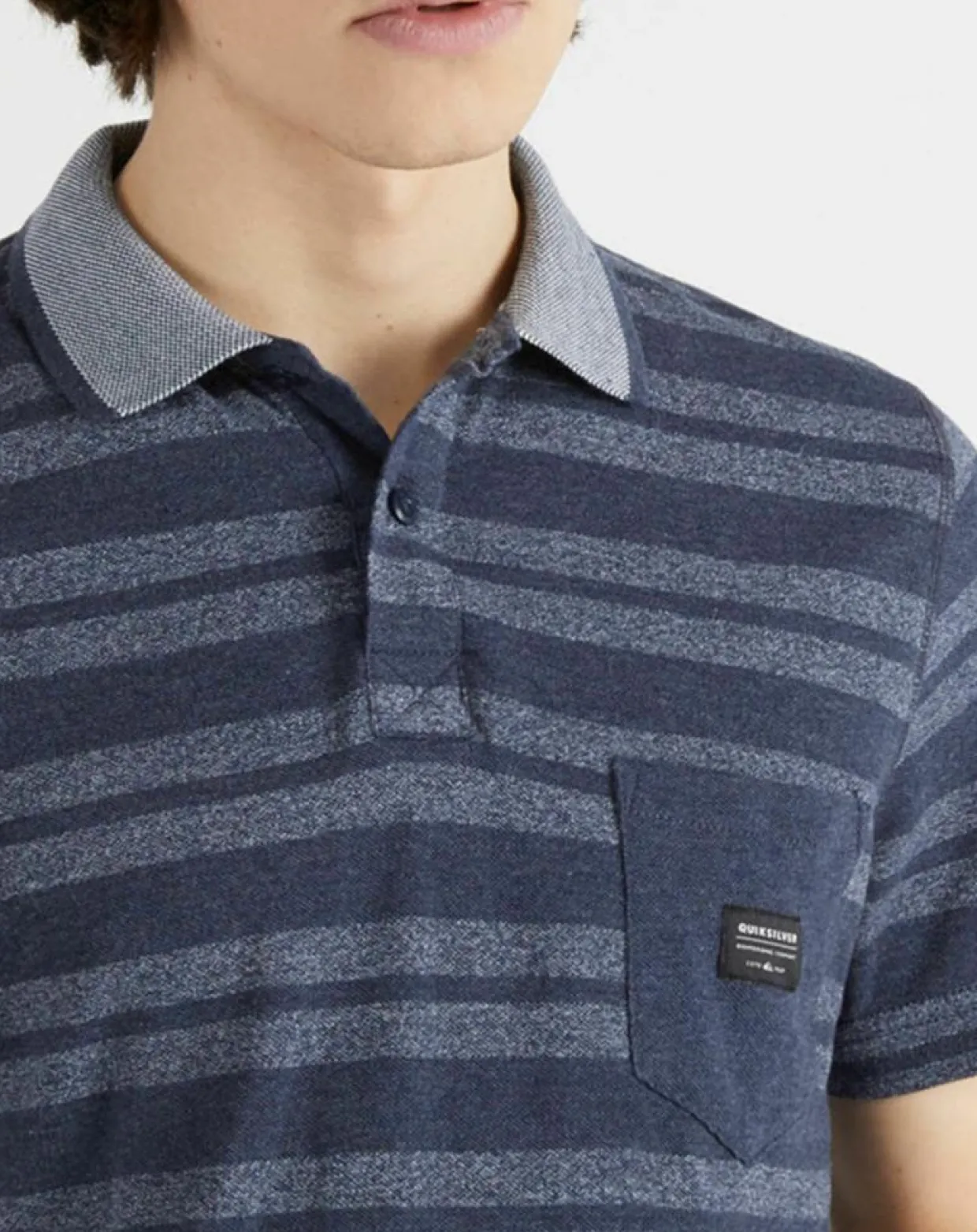 Homme Quiksilver Polos^Polo Remember When rayures bleu foncé/bleu gris
