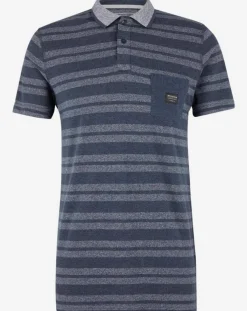 Homme Quiksilver Polos^Polo Remember When rayures bleu foncé/bleu gris