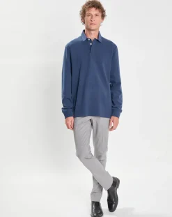 Polo Slim Fit en Jersey Rugby bleu-Hackett London