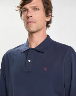 Homme Hackett London Polos^Polo Slim Fit uni Piqué bleu marine