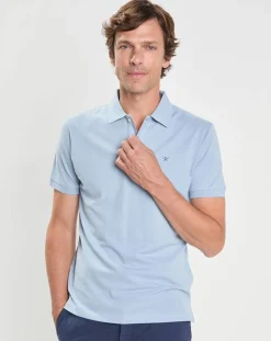 Homme Hackett London Polos^Polo Slim Fit uni Piqué bleu ciel