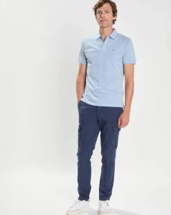 Homme Hackett London Polos^Polo Slim Fit uni Piqué bleu ciel