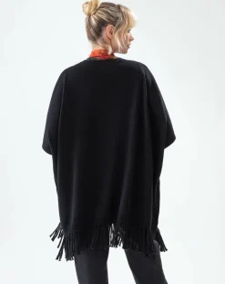 Femme Indies Pulls^Poncho 100% Laine Claire noir