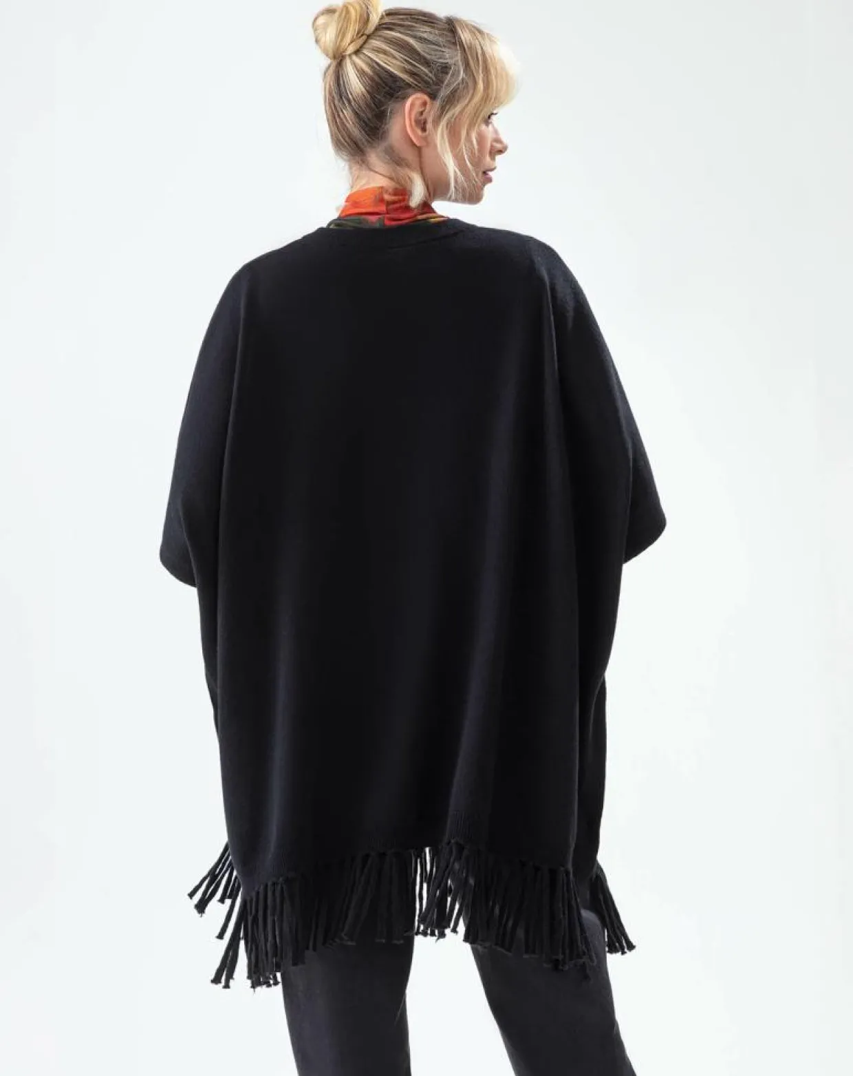 Femme Indies Pulls^Poncho 100% Laine Claire noir